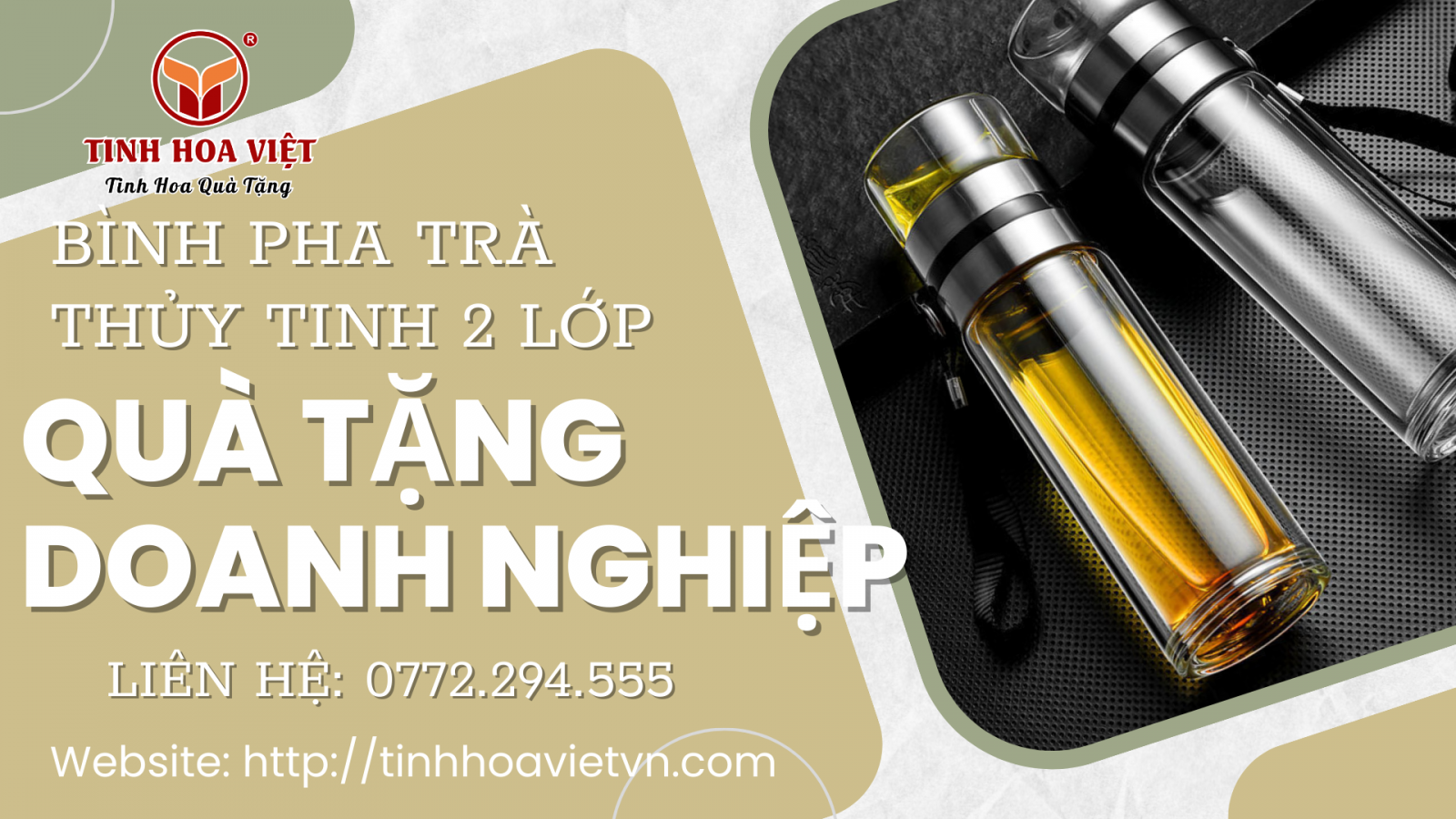 Bình Pha Trà Thủy Tinh 2 Lớp